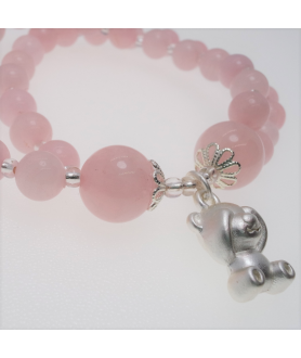 Rose quartz double bracelet