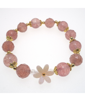 Strawberry quartz flower bracelet