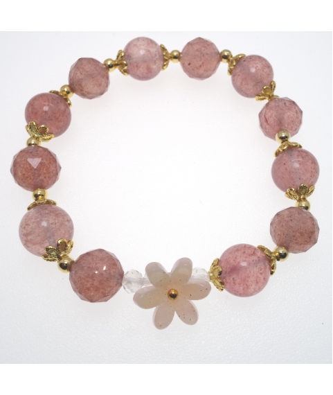 Strawberry quartz flower bracelet