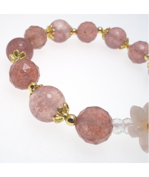 Strawberry quartz flower bracelet