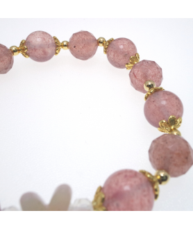 Strawberry quartz flower bracelet