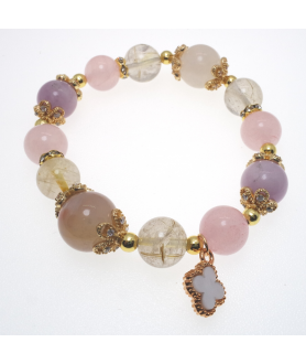 Rose quartz a clover bracelet