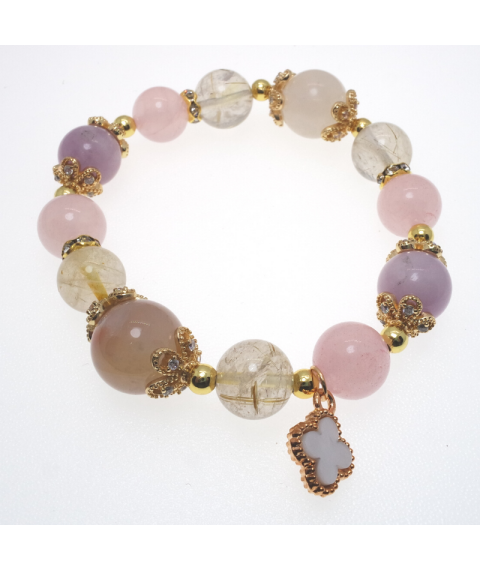 Rose quartz a clover bracelet