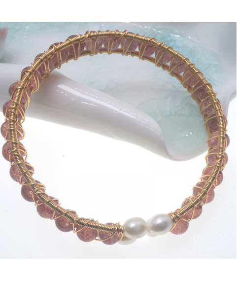 Strawberry quartz openging bracelet