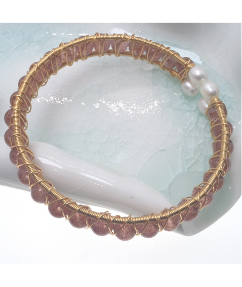 Strawberry quartz openging bracelet