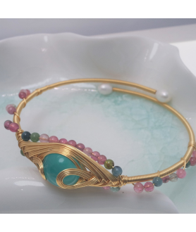 Amazonite tourmaline openging crystal bracelet